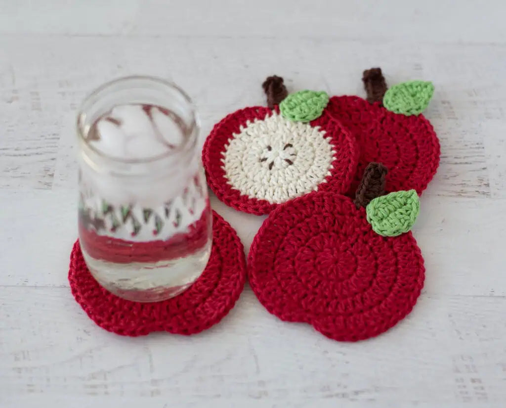 Cider Mill Crochet Apple Coaster