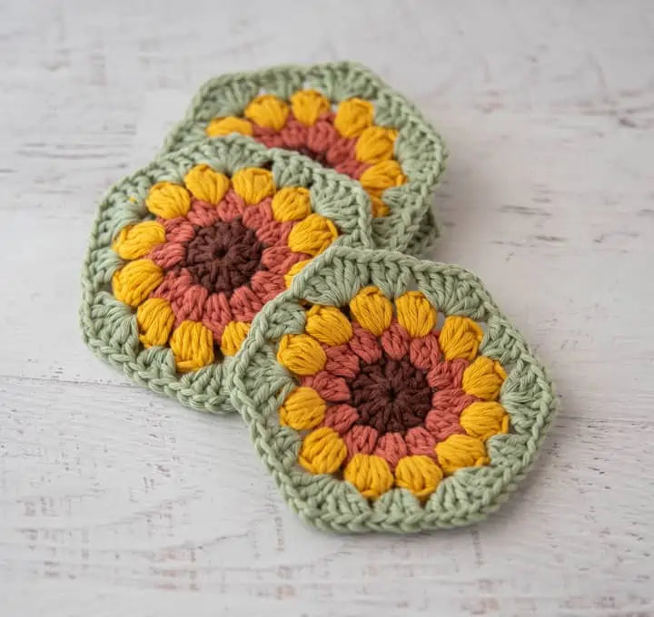 Crochet Sunflower Coaster